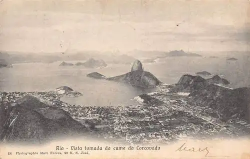 L248 Brasilien 1907 Rio Vista tomada do cume do Corcovado Vintage Postkarte