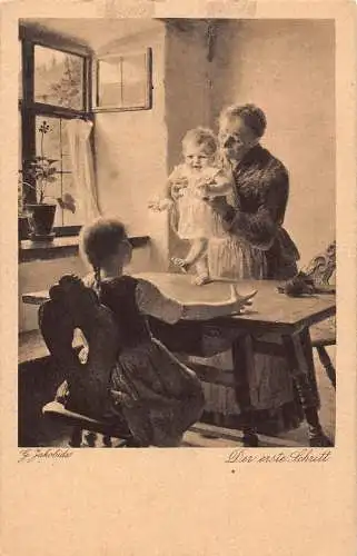 L219 Deutschland G Jakobides Der Erste Schritt Die ersten Schritte Baby Tisch Postkarte