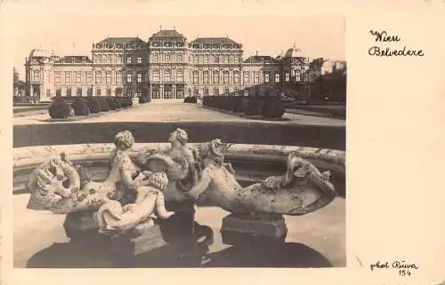 Österreich 1938 Wien Wien Belvedere Brunnen Vintage WWII Feld Postkarte