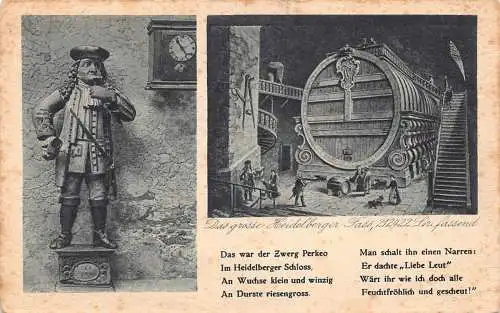 Deutschland Der große Barrick im Heidelberger Schlosskeller Skulptur Uhr Postkarte