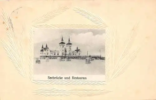 Deutschland 1911 Seebrücke und Gaststättenbrücke Schnittpapier Details Postkarte