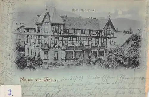 Deutschland 1899 Gruss aus Goslar Hotel Hannover Mondschein Vintage Postkarte