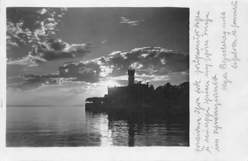 Deutschland 1932 Abend Lancenargen Bodensee Schloss Montfort Schloss RPPC Postkarte