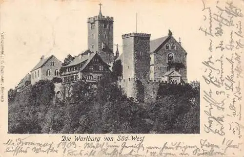 Deutschland 1903 Wartburg Südwest Ansicht Vintage Postkarte