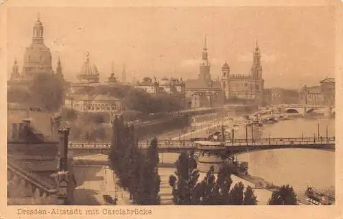 Deutschland 1925 Dresden-Altstadt Karolabrückebrücke Vintage Postkarte