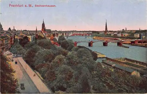 Deutschland Frankfurt a M Sachsenhausen Brücke Vintage Postkarte