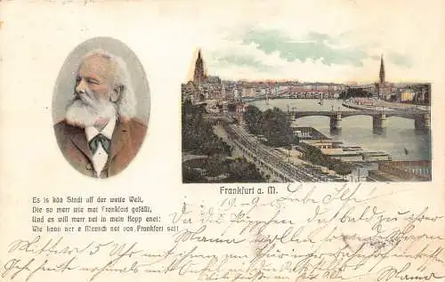 Deutschland 1905 Frankfurt a M Panorama Friedrich Stoltze Gedicht Vintage Postkarte