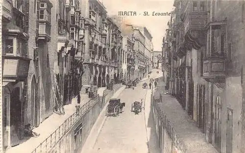 Malta St Levante Carriage Street Vintage Postkarte