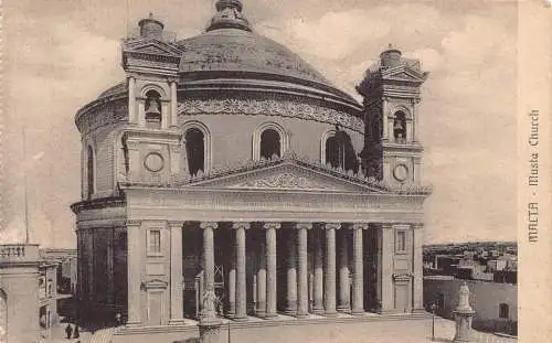 Malta Musta Kirche Vintage Postkarte