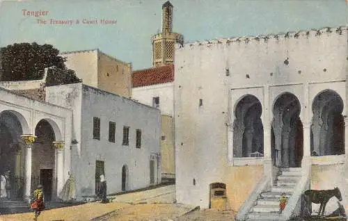 Marokko Tanger Schatzkammer und Gerichtsgebäude Vintage Postkarte