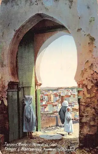 Marokko Tanger Porte de Casbah Alcazaba Kinder Vintage Postkarte