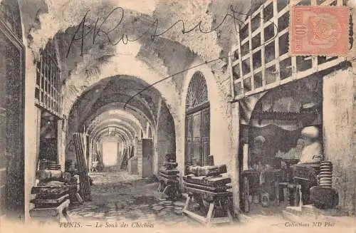 Tunesien Tunis Le Souk des Chechias Vintage Postkarte