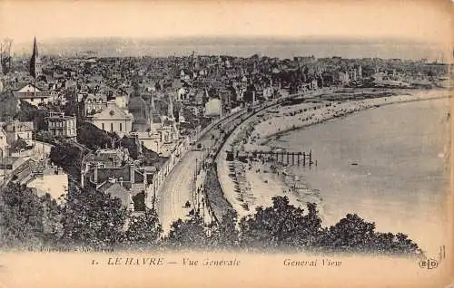 Frankreich Le Havre Gesamtansicht Vintage Postkarte