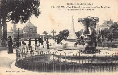 Frankreich schöne Jetee Promenade Jardins Fontaine des Tritons Brunnen Postkarte
