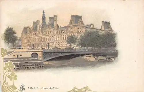 Frankreich Paris Rathaus Brücke L'Hotel de Ville Litho Vintage Postkarte