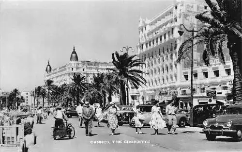 Frankreich Cannes Die Croisette Autos Fahrradläden RPPC Vintage Postkarte