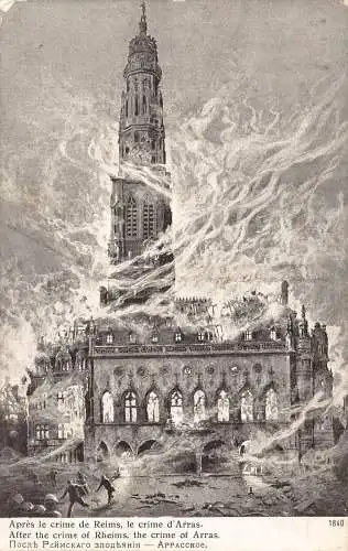 Frankreich Kunst nach dem Verbrechen von Reims Verbrechen der Kathedrale von Arras im Brand Postkarte