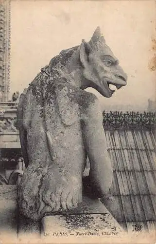 Frankreich Paris Notre Dame Chimere Wasserspeier Statue Vintage Postkarte