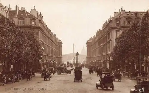 Frankreich Paris La Rue Royale Autos Kutschen Vintage Postkarte