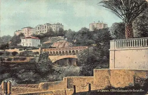 Frankreich Cannes Hotel Continental und Pont de Rion Brücke Vintage Postkarte
