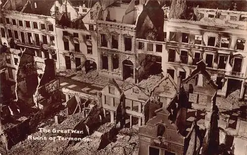 Belgien WWI Katastrophenruinen von Dendermonde Termonde nach Bombardements Postkarte
