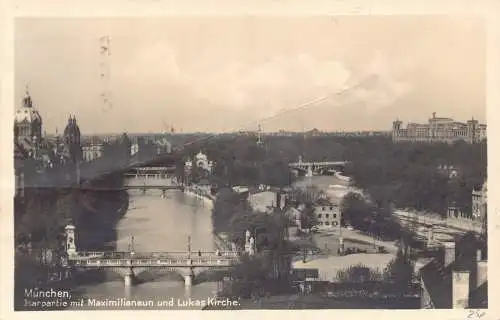 Deutschland 1928 München München Isarpartie Maximilianeum Lukas Kirche Postkarte