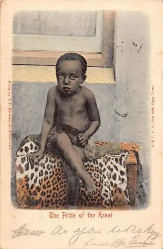 Südafrika 1904 einheimisches Kind der Stolz der ethnischen Vintage-Postkarte der Kraal