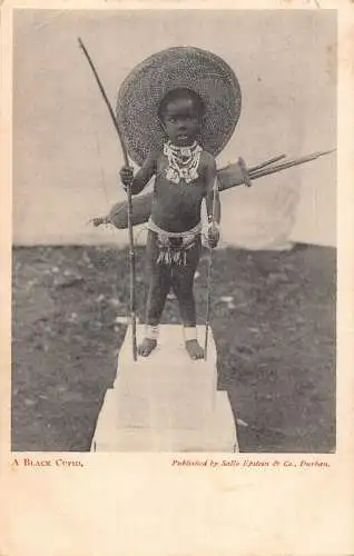 Südafrika 1905 einheimisches Kind mit Bogenpfeilen Speer Ethno Vintage Postkarte