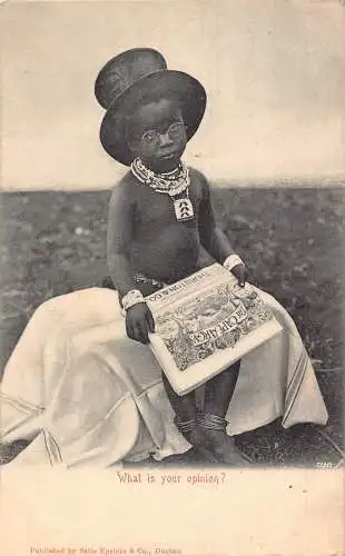 Südafrika Ureinwohner Kind Hut Brille Zeitung Ethno Vintage Postkarte