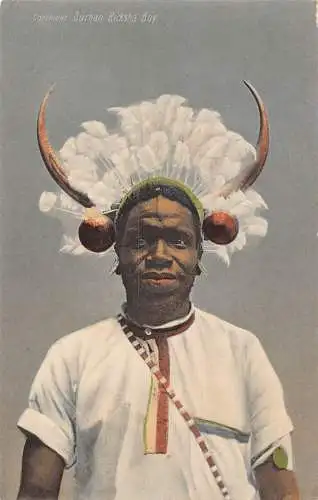 Südafrika Durban Rikscha Junge Hörner Vintage ethnische Postkarte