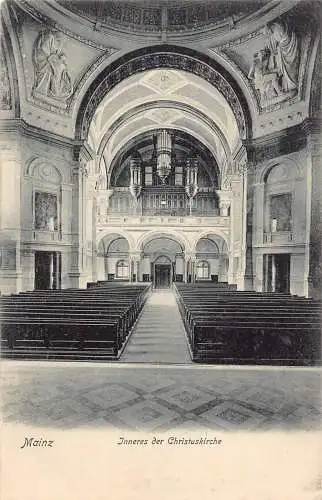 Deutschland Mainz Inneres des Christuskirche Vintage Postkarte