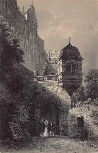 Deutschland Kunst Aufgang des Heidelberger Schlosses Schloss Vintage Postkarte