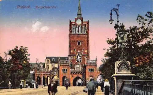 Deutschland Rostock Kroepefinertor Tor Vintage Postkarte