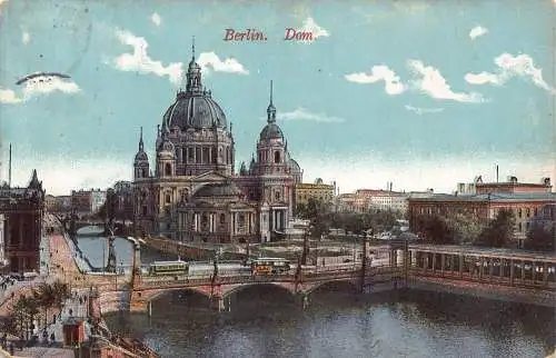 Deutschland Berlin 1913 Dom Dom Straßenbahn Vintage Postkarte