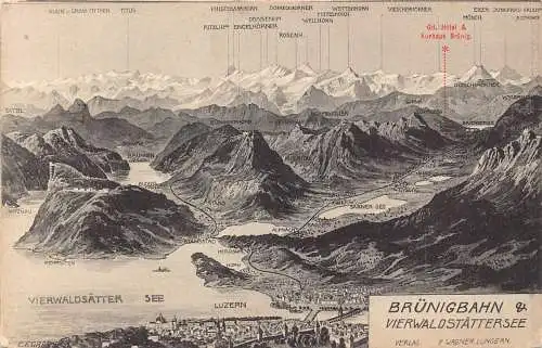 Schweiz Bruenigbahn Vierwaldstaettersee Karte Hotel Kurhaus Bruenig Postkarte