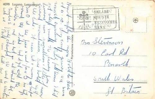 Schweiz Lugano Lago See Segelboote Vintage Postkarte