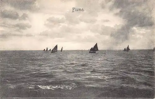 Kroatien Fiume Rijeka Meerblick Segelboote Vintage Postkarte