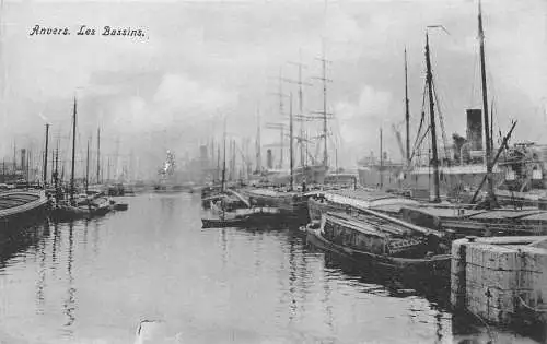 Belgien Anvers Antwerpen Hafen Boote Vintage Postkarte
