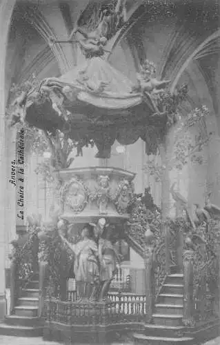 Belgien Anvers Antwerpen La Chaire eine Kathedrale Vintage Postkarte