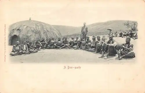 Südafrika Ureinwohner Stamm Familie ethnische Bier-Party Vintage Postkarte