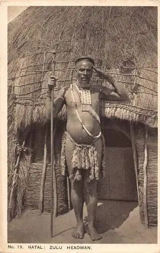 Südafrika Natal Zulu Headman einheimische ethnische Postkarte