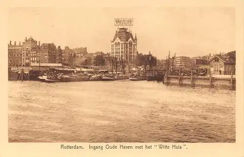 Niederlande Rotterdam Ingang Oude Haven met het Witte Huis Vintage Postkarte