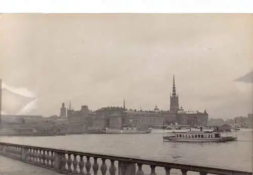 Schweden Riddarholmen Insel in Stockholm Boot RPPC Vintage Postkarte