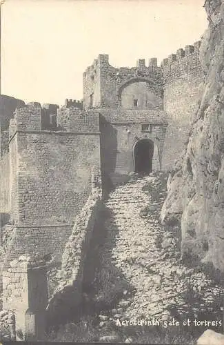 Griechenland Akrokorinth Tor der Festung Vintage Postkarte