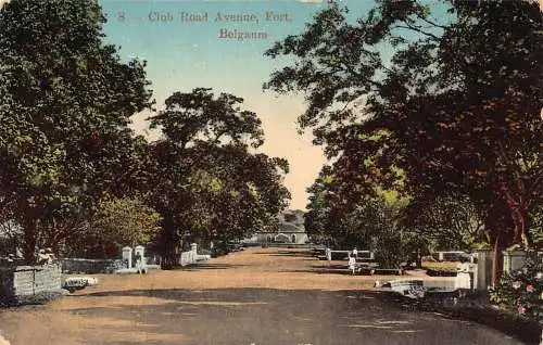 Indien Belgaum Club Road Avenue Fort Vintage Postkarte