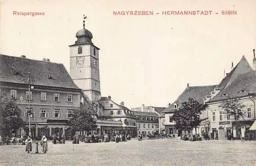 Rumänien Nagyszeben Hermannstadt Hermannstadt Hermannstadt Reisergasse Uhrturm Postkarte