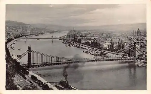 Ungarn Budapest Blick vom Gerhard Hills Dampfschiff Vintage Postkarte
