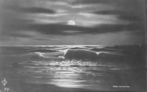 Bulgarien Mondschein Schwarzes Meer bei Nacht RPPC Vintage Postkarte