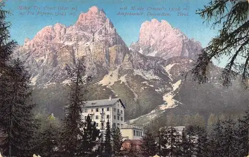 Italien 1913 Hotel Tre Croci Monte Cristallo Piz Popeno Vintage Postkarte