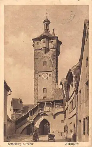 Deutschland 1912 Rothenburg o Tauber Klingentor Turm Vintage Postkarte